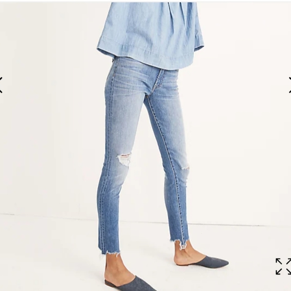 MADEWELL 9" Mid-Rise Skinny Jeans Torn-Knee Edition Size 28